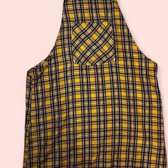 Yellow and black plaid overalls - Picture 1 of 4